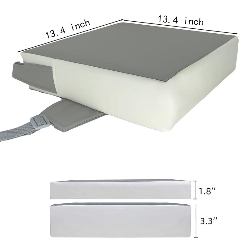 Eiury Booster Seat for Dining Table, PU Anti-Scratch Easy Cleaning Kids Toddler Booster Seat for Table, Portable Travel Increasing Cushion for Chair - Light Grey - Image 3
